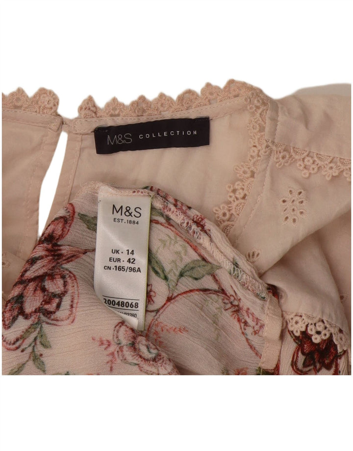 Marks & Spencer Blusa para Mujer Top UK 44 Viscosa Floral Rosa Mediana