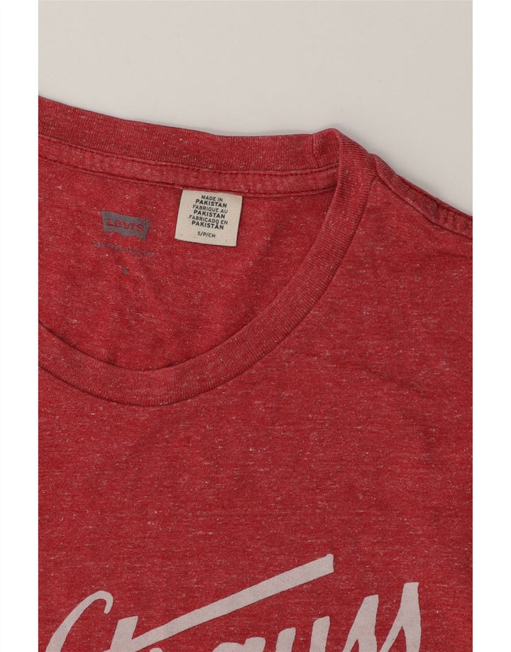 LEVI'S Mens Graphic T-Shirt Top Small Red Flecked Cotton Vintage Levi's and Second-Hand Levi's from Messina Hembry 