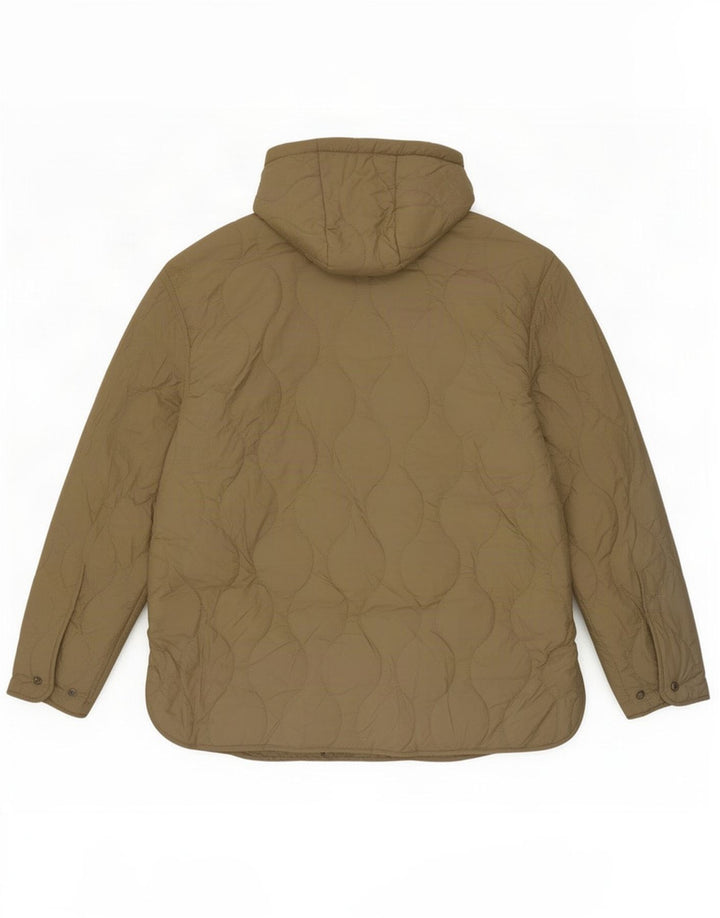 Zara Mujer Chaqueta Acolchada Extragrande Con Capucha UK 44 Poliéster Caqui Mediano