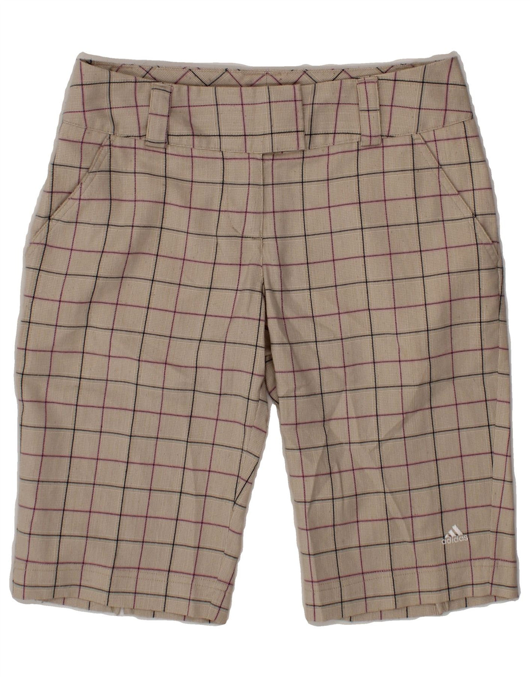 ADIDAS Womens Bermuda Chino Shorts US 4 Small W30  Beige Check Polyester Vintage Adidas and Second-Hand Adidas from Messina Hembry 