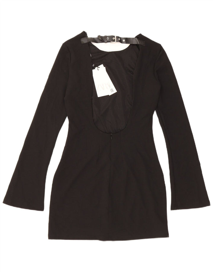 Zara Vestido tubo de manga larga para mujer UK 42 Mediano Poliéster negro