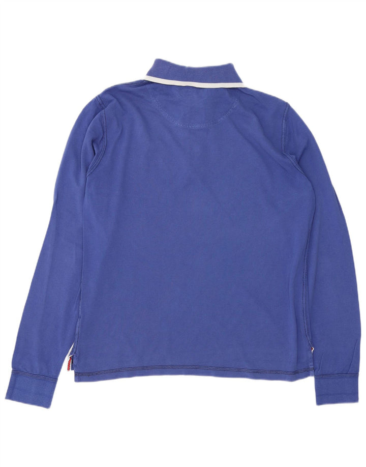 KAPPA Polo de manga larga para hombre, talla grande, azul