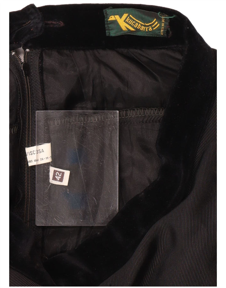 VINTAGE Falda escalonada de cintura alta para mujer IT 42 Mediana W26 Viscosa negra