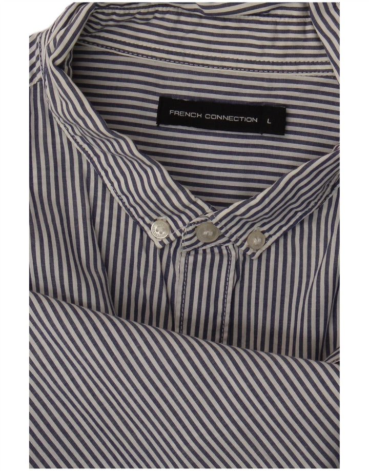 Camisa para hombre de French Connection, talla grande, azul marino, a rayas diplomáticas