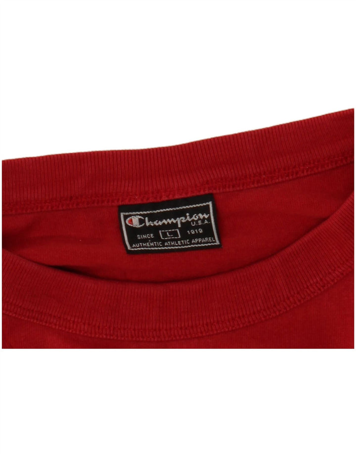 Champion Top gráfico de manga larga para hombre rojo grande
