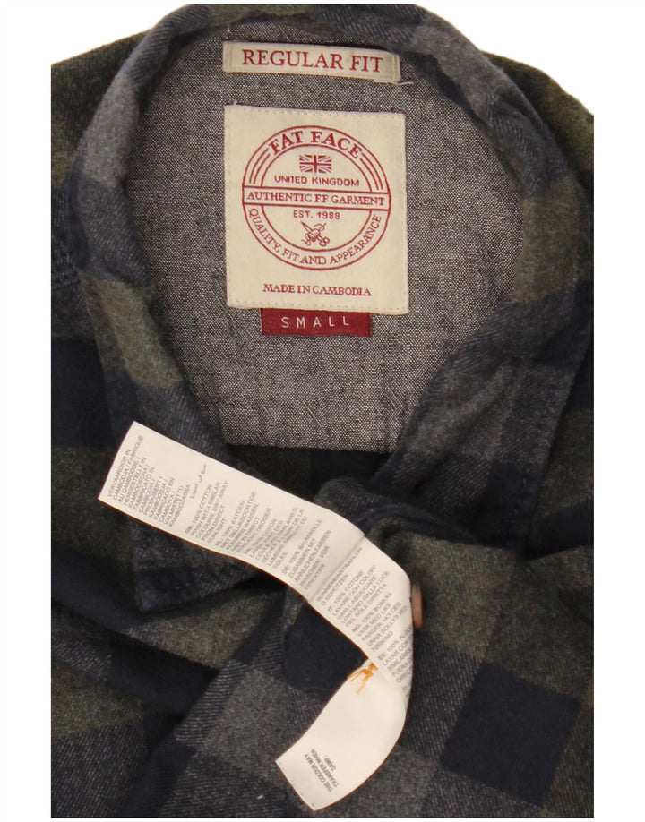 Camisa de franela de corte estándar para hombre de Fat Face, talla pequeña, de algodón a cuadros en azul marino