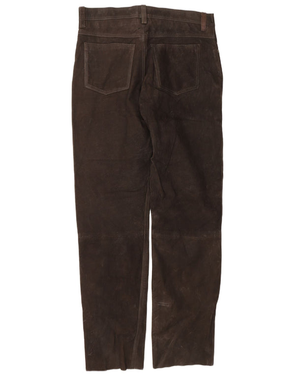 Front Line Pantalón recto de ante para hombre IT 52 XL W38 L34 Cuero marrón