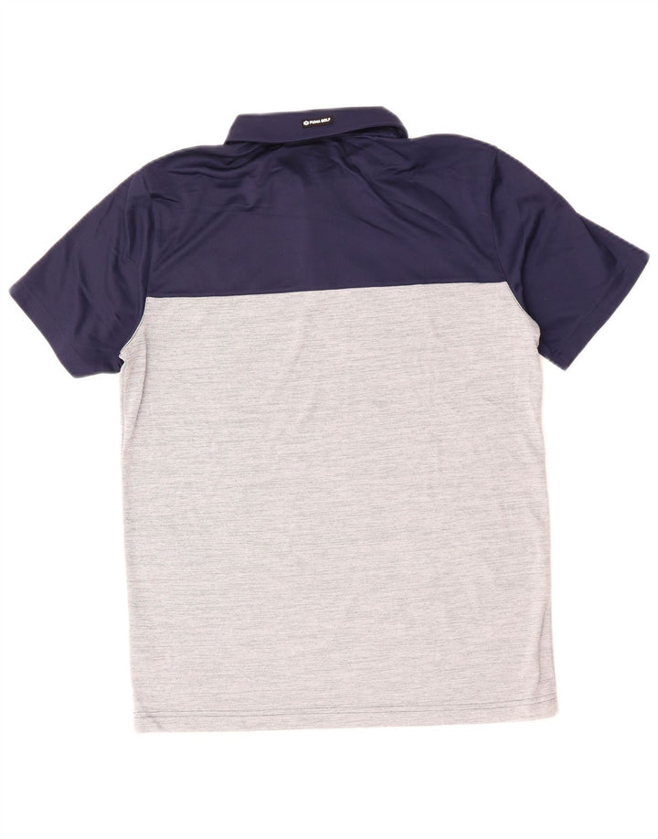 PUMA Polo para hombre grande azul marino color block poliéster