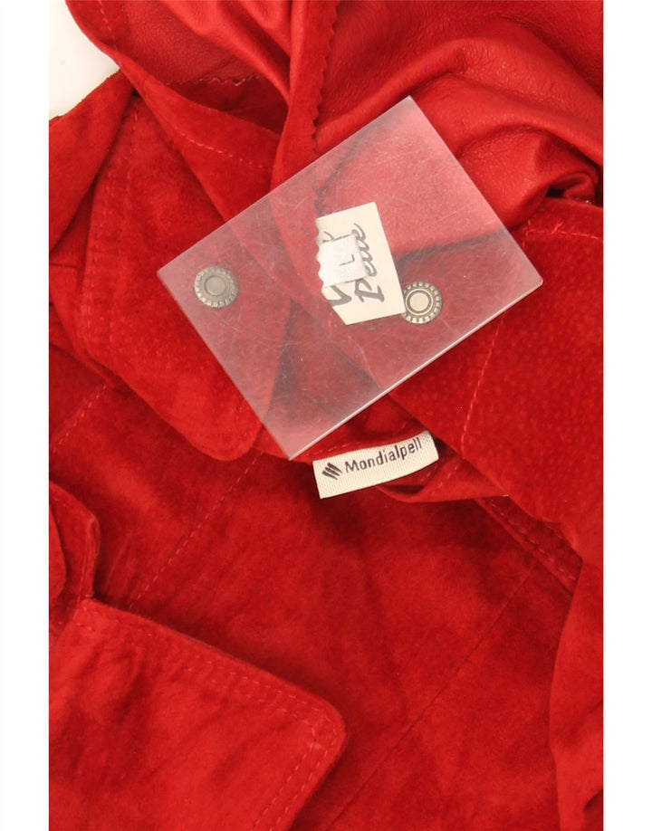 Vintage mujer ante Gilet Reino Unido 14 cuero rojo grande