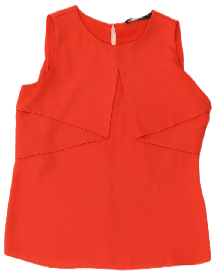 Zara Mujer Blusa Sin Mangas Top UK 42 Medio Naranja