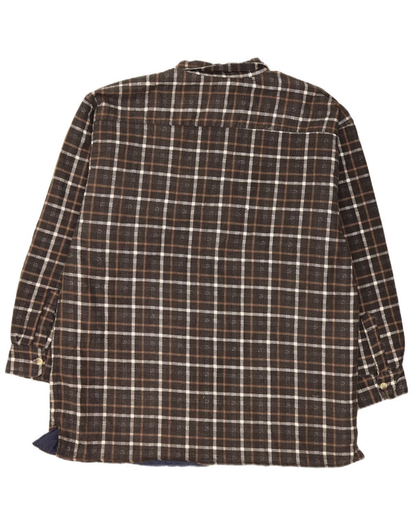 Vintage hombres leñador franela camisa tamaño 44/46 2XL marrón comprobar algodón