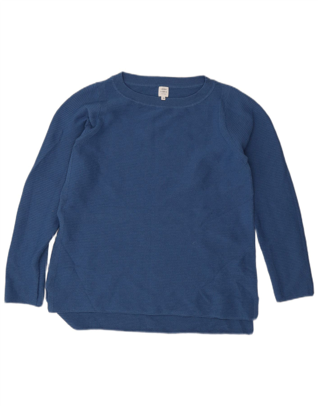 John Lewis - Jersey para mujer con cuello barco, talla 10, poliéster azul pequeño