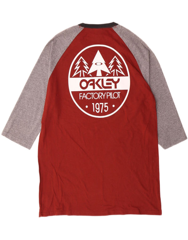 Oakley Mens Slim Fit Graphic Top manga 3/4 XL Borgoña Colorblock