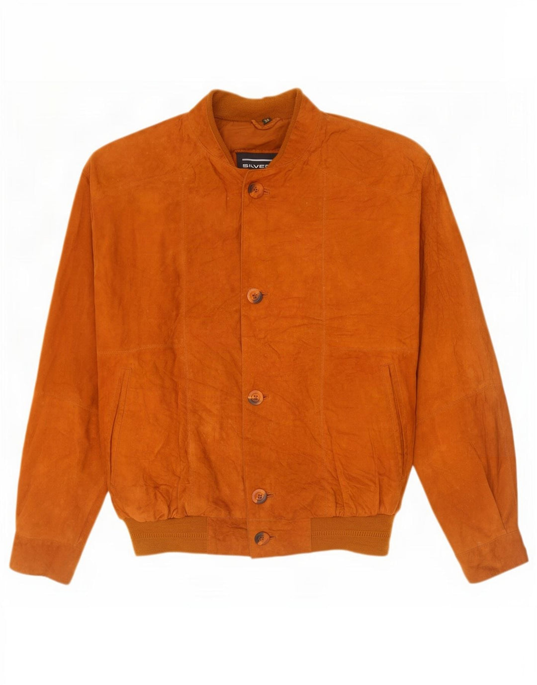Vintage hombres ante bomber chaqueta IT 50 cuero marrón grande