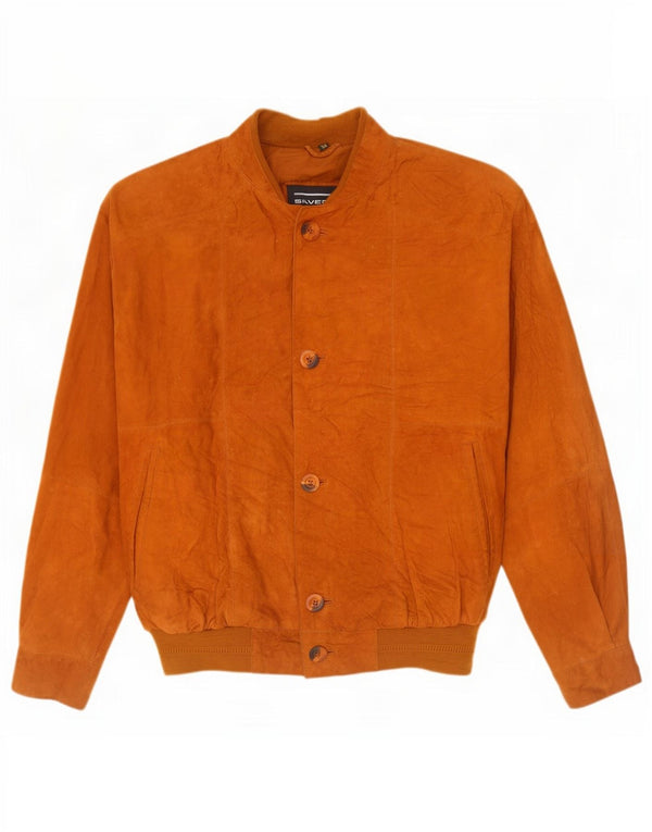 Vintage hombres ante bomber chaqueta IT 50 cuero marrón grande