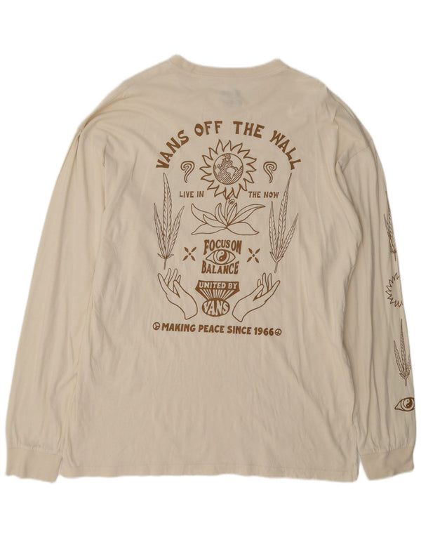 Vans Hombre Classic Fit Graphic Top Manga Larga XL Algodón Blanco Roto