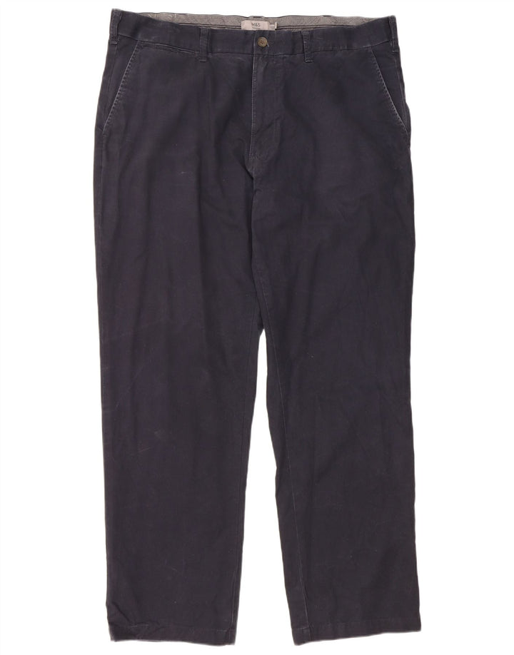 Marks & Spencer Pantalones chinos regulares para hombre W40 L31 Algodón azul marino