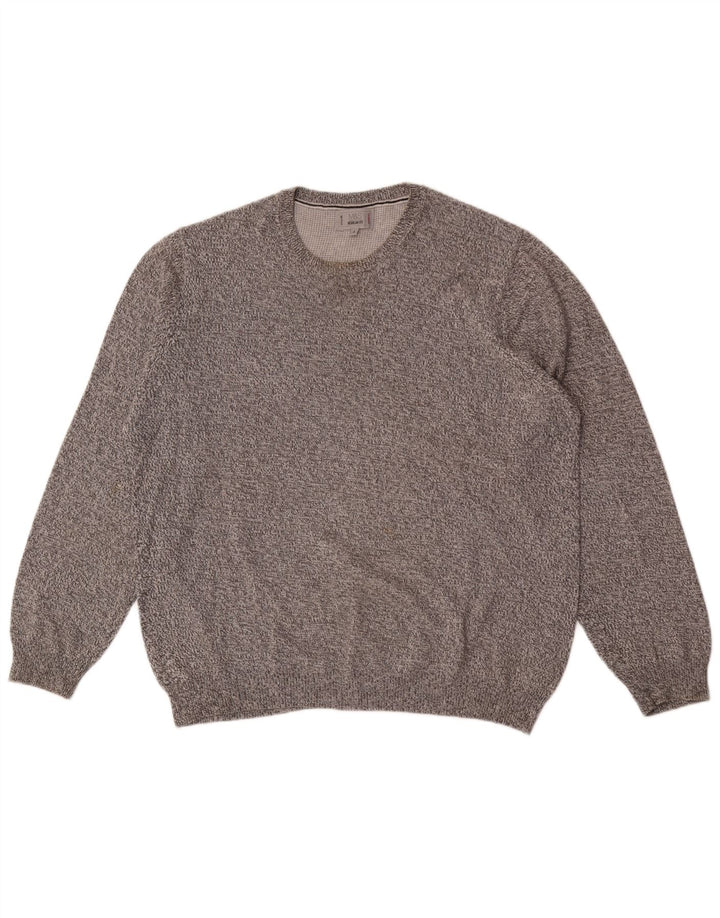 Marks & Spencer - Jersey de cuello redondo para hombre, talla grande, color gris moteado