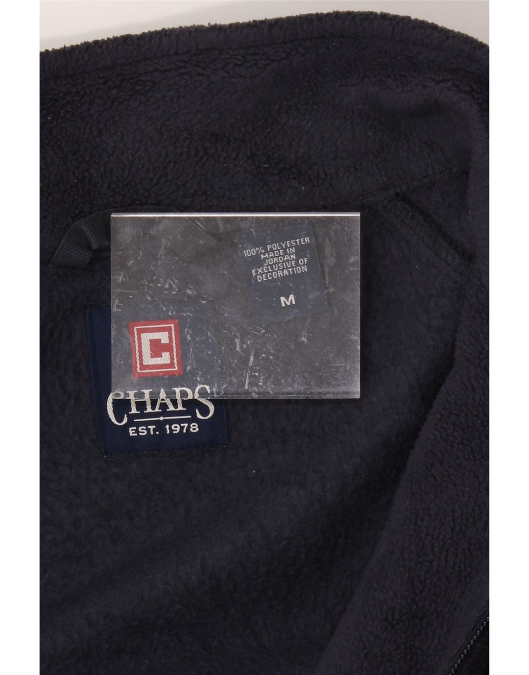 CHAPS Mens Fleece Jacket UK 38 Medium Navy Blue Colourblock Polyester Vintage Chaps and Second-Hand Chaps from Messina Hembry 