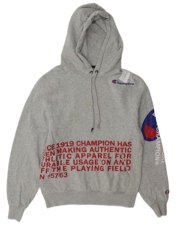 Champion Sudadera con capucha gráfica para hombre Jersey pequeño de algodón moteado gris