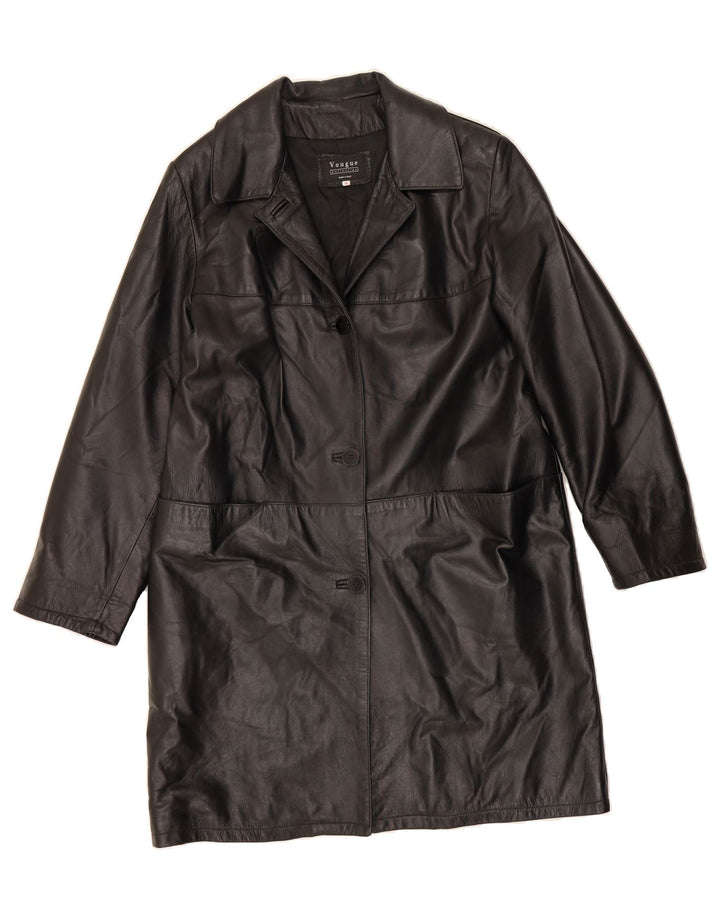 VINTAGE Womens Leather Coat IT 46 Large Black Leather Vintage Vintage and Second-Hand Vintage from Messina Hembry 