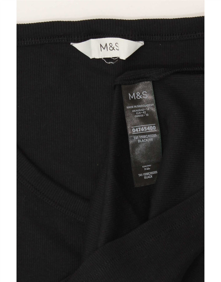 Marks & Spencer Camiseta para Mujer Top UK 44 Mediano Algodón Negro