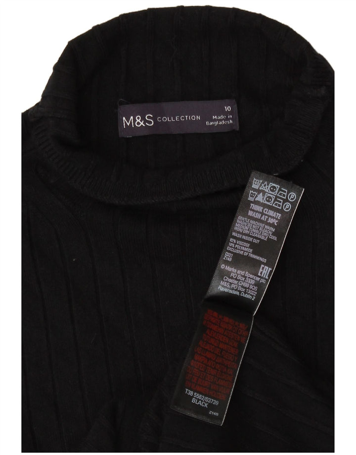 Marks & Spencer Suéter tipo jersey con cuello vuelto para mujer UK 10 Small Viscosa negra