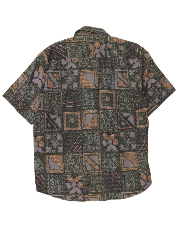 Bodoni Camisa de manga corta para hombre, talla 41/42, algodón floral verde grande