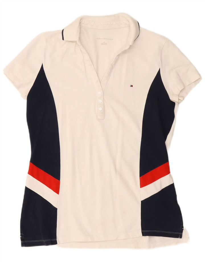TOMMY HILFIGER Polo para mujer UK 44 Grande Blanco Colorblock