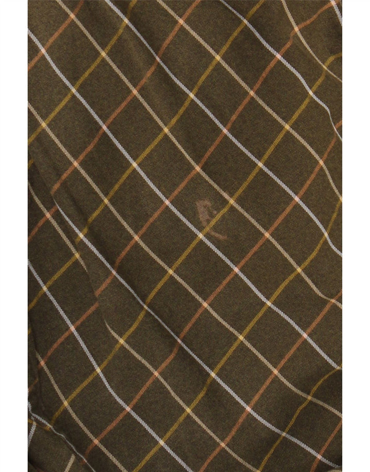 Camisa Orvis Hombre 2XL Algodón A Cuadros Caqui