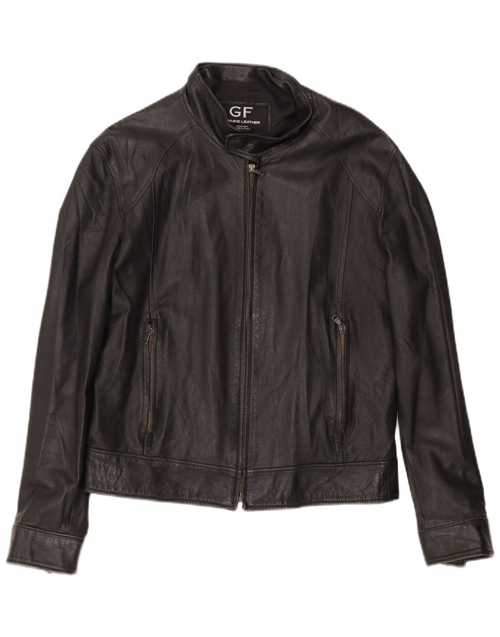 Gianfranco Ferre Chaqueta Bomber de Cuero para Hombre UK 38 Cuero Negro Mediano