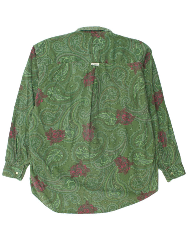 Camisa vintage para hombre XL Verde Paisley Algodón