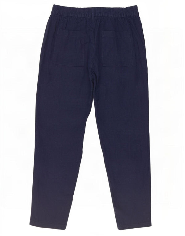 Marks & Spencer Pantalones casuales de cintura alta para mujer UK 12 Medium W30 L27 Azul marino