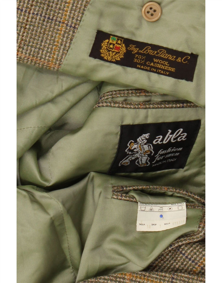 Abla Chaqueta tipo blazer de 2 botones para hombre IT 50 Large Lana de pata de gallo verde