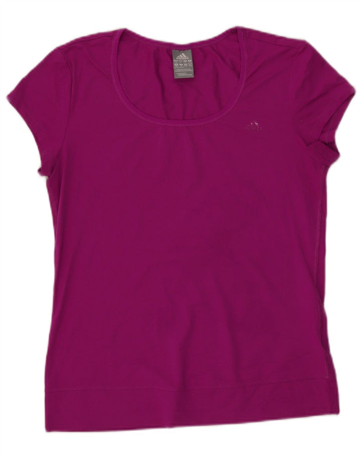 ADIDAS Mujer Climalite Camiseta Top UK 12/14 Medio Rosa Poliéster
