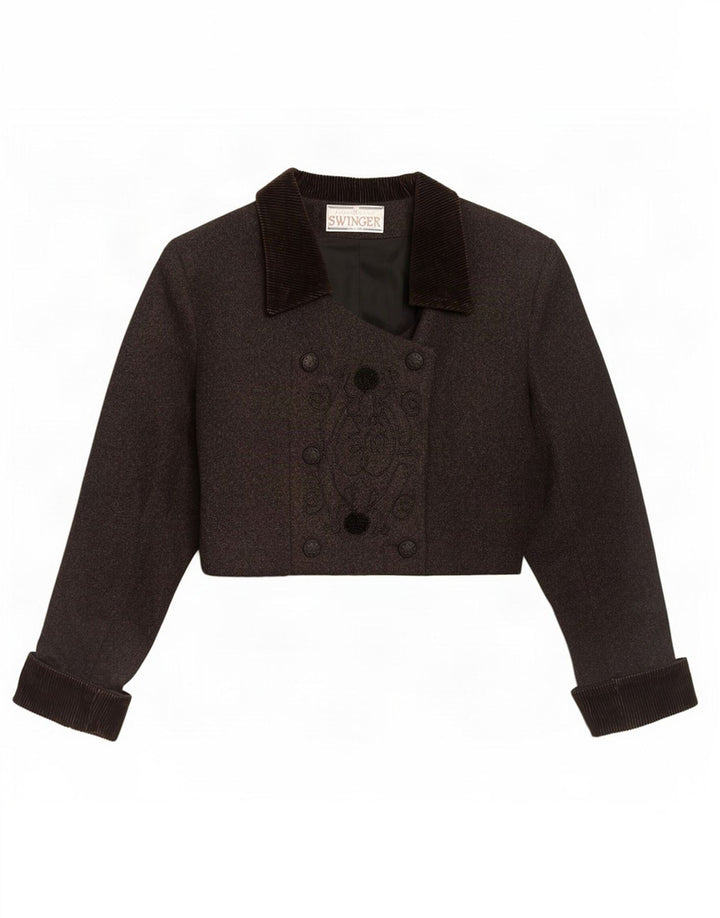 Chaqueta Bolero De Doble Botonadura Para Mujer Swinger IT 44 Lana Gris Medio