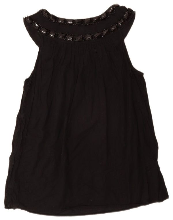 MICHAEL KORS Blusa sin mangas para mujer UK 12 Medium Black Cotton