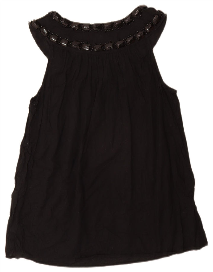 MICHAEL KORS Blusa sin mangas para mujer UK 12 Medium Black Cotton