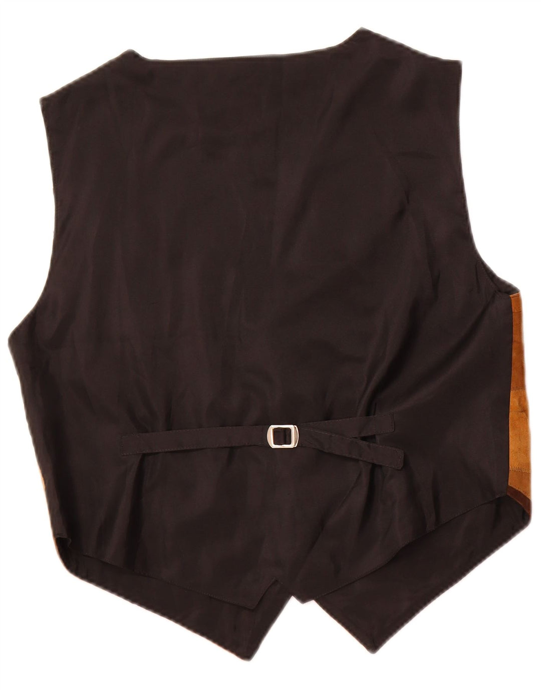 Vintage mujer ante chaleco Reino Unido 14 marrón medio patchwork cuero