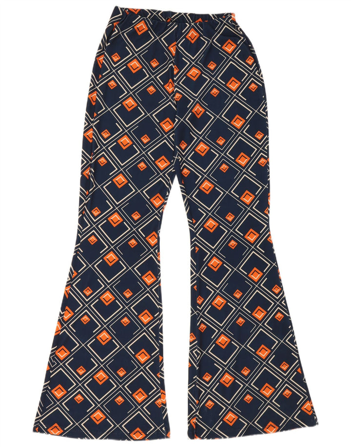 Zara Mujer Pantalón Acampanado Mediano W28 L32 Azul Marino Geométrico