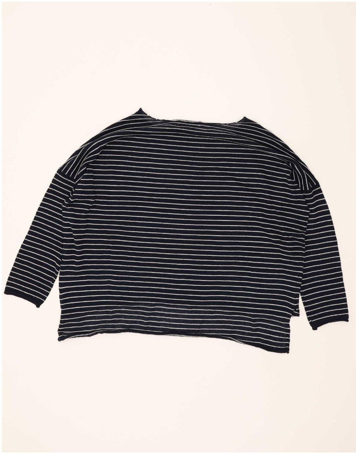 Zara Mujer Top Extragrande Manga 3/4 UK 10 Small Azul Marino Rayas