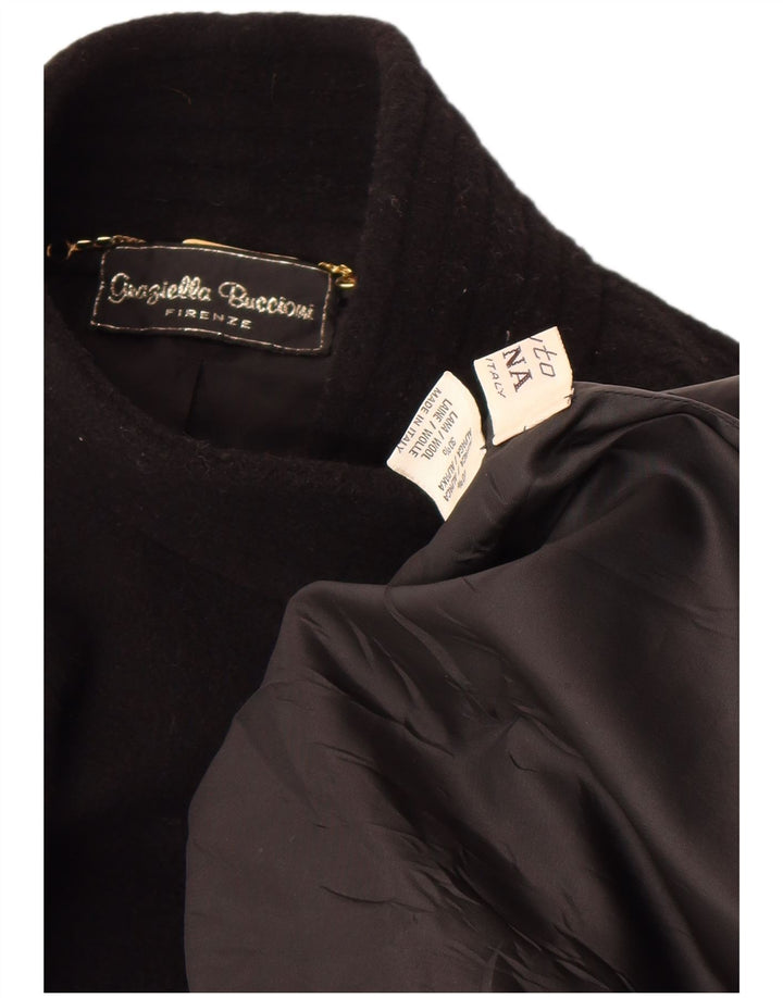 Vintage mujer abrigo de gran tamaño Reino Unido 18 XL lana de alpaca negra