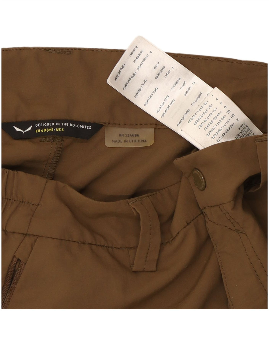 Vintage hombre recto chino pantalones mediano W32 L32 marrón poliamida