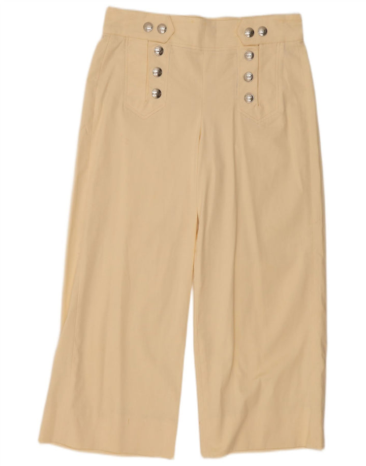Zara Mujer Studio Pantalones Cortos De Pernera Ancha Mediano W28 L24 Blanco Roto