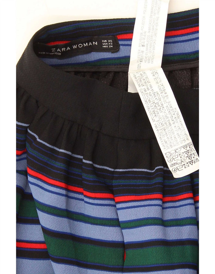 Zara Mujer Falda Acampanada XS W24 Poliéster Rayas Multicolor