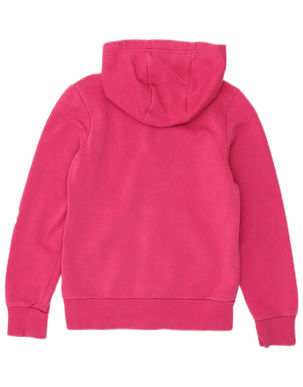 Adidas - Sudadera con capucha para niña, diseño gráfico con cremallera, 9-10 años, algodón rosa
