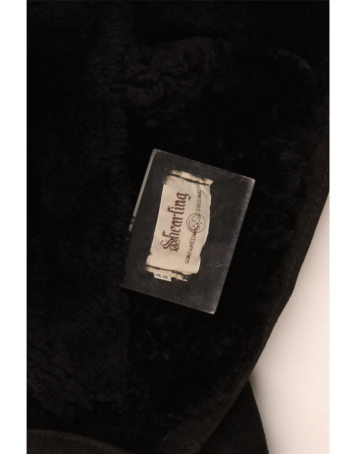 Vintage mujer chaqueta de shearling de gran tamaño IT 44 Medium Black Shearling
