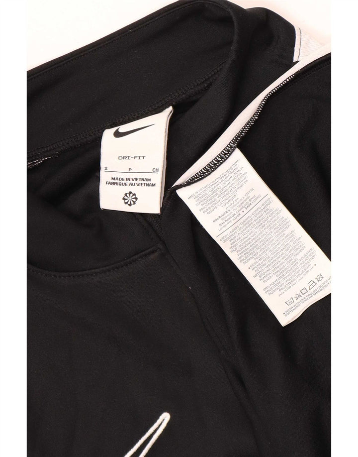 Nike Dri Fit Camiseta con cuello y cremallera de manga larga para hombre, color negro pequeño