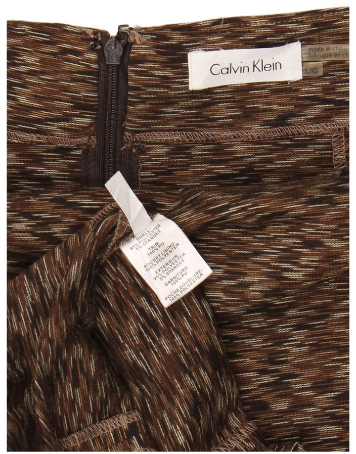 CALVIN KLEIN Falda lápiz para mujer grande W32 Poliéster moteado marrón