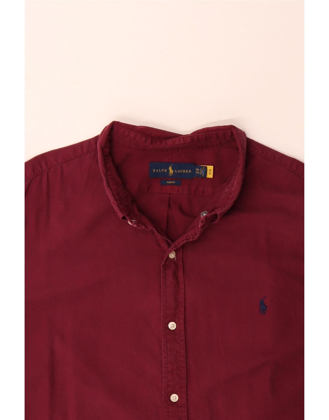 RALPH LAUREN Camisa alta y ajustada para hombre 2XL Algodón granate